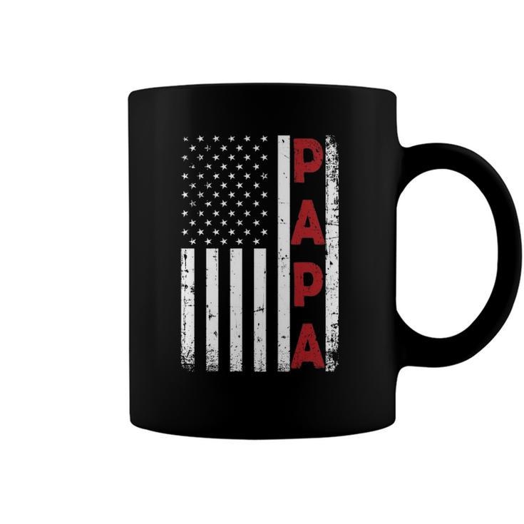 Proud Papa Usa Flag Fathers Day Tee Gifts From Grandchildren Coffee Mug