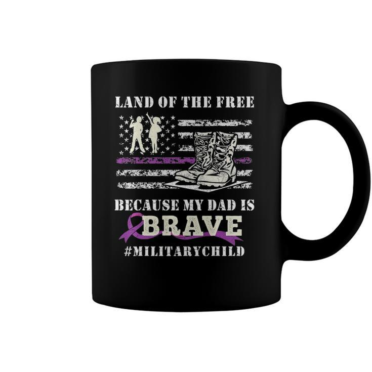 Purple Up Military Kids Land Of The Free Usa Flag Coffee Mug
