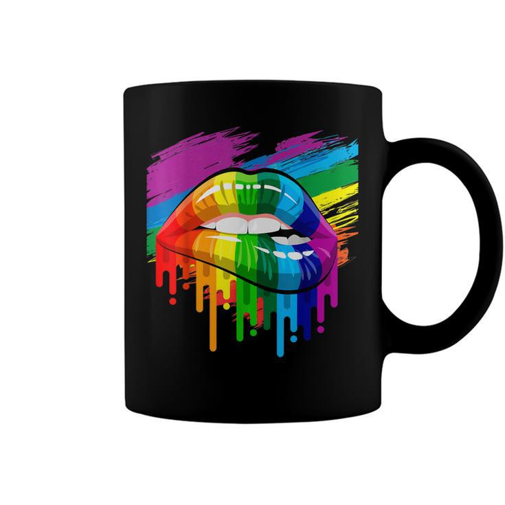 Rainbow Lips Lgbt Pride Month Rainbow Flag  Coffee Mug