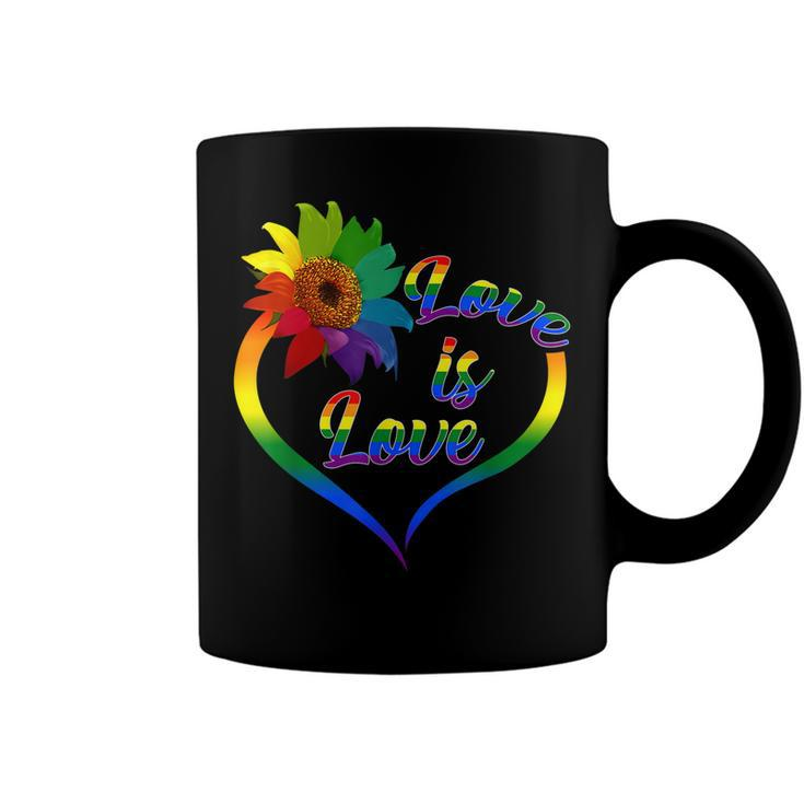 Rainbow Sunflower Love Is Love Lgbt Gay Lesbian Pride  V2 Coffee Mug