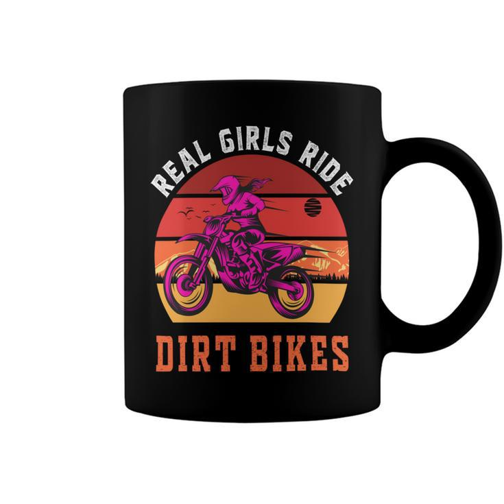 Real Girls Ride Dirt Bikes  Funny Girl Motocross Gift  Girl Motorcycle Lover  Vintage Coffee Mug