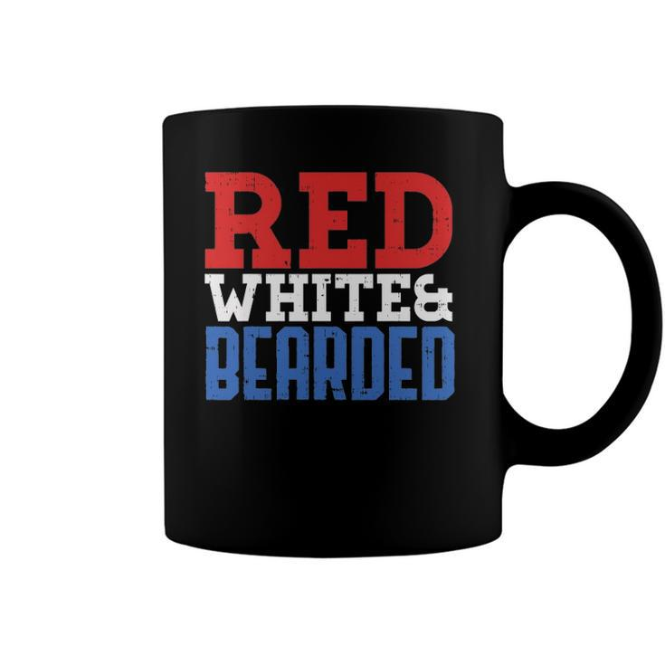 Red White And Bearded Funny 4Th Of July Pride Patriot Men Coffee Mug