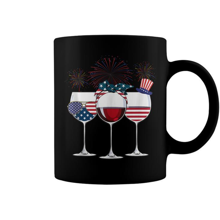 Red White And Blue Wine Glass 4Th Of July  Coffee Mug