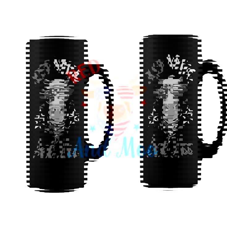 Red White And Moo 4Th Of July Cow Usa Flag Farmer Patriotic Coffee Mug