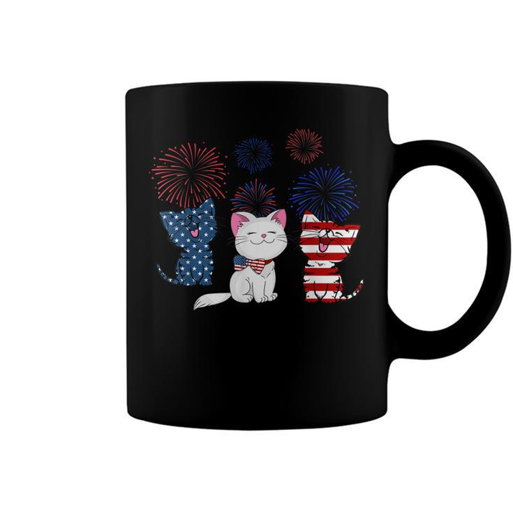 Red White Blue Cat Usa Flag 4Th Of July Patriotic Cat Lover  Coffee Mug