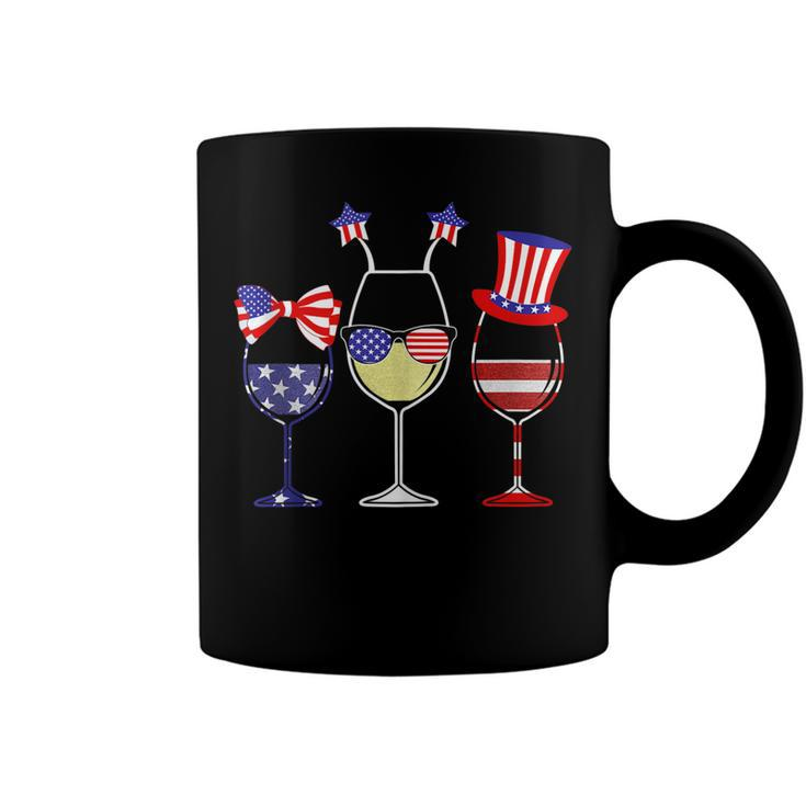 Red Wine And Blue 4Th Of July Red White Blue Wine Glasses  Coffee Mug