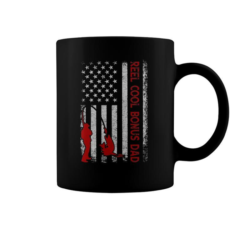 Reel Cool Bonus Dad  American Flag Fishing Fathers Day Coffee Mug