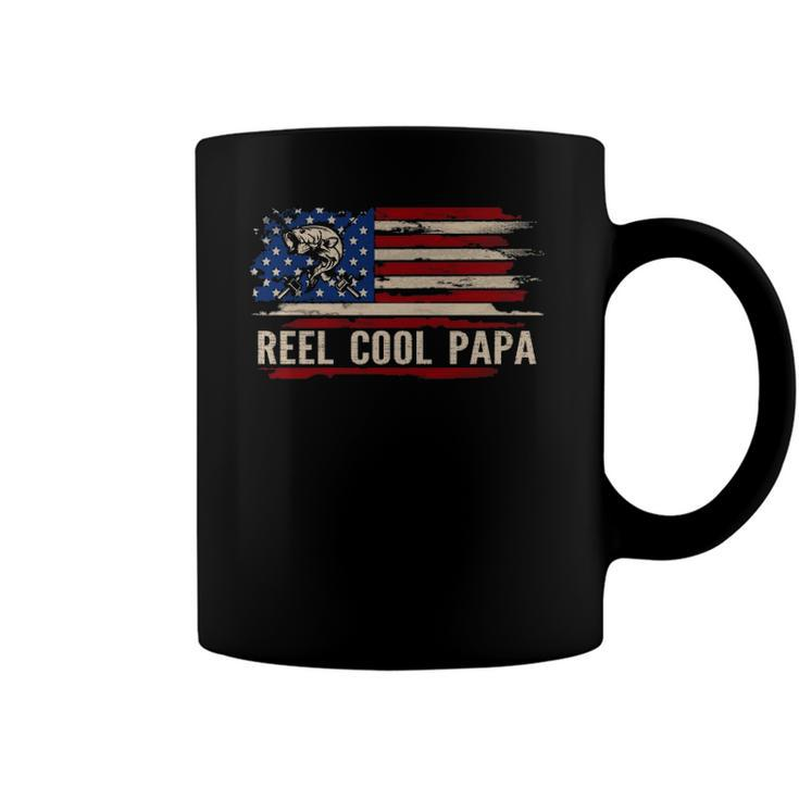 Reel Cool Papa American Usa Flag Funny Fishingfish Gift  Coffee Mug
