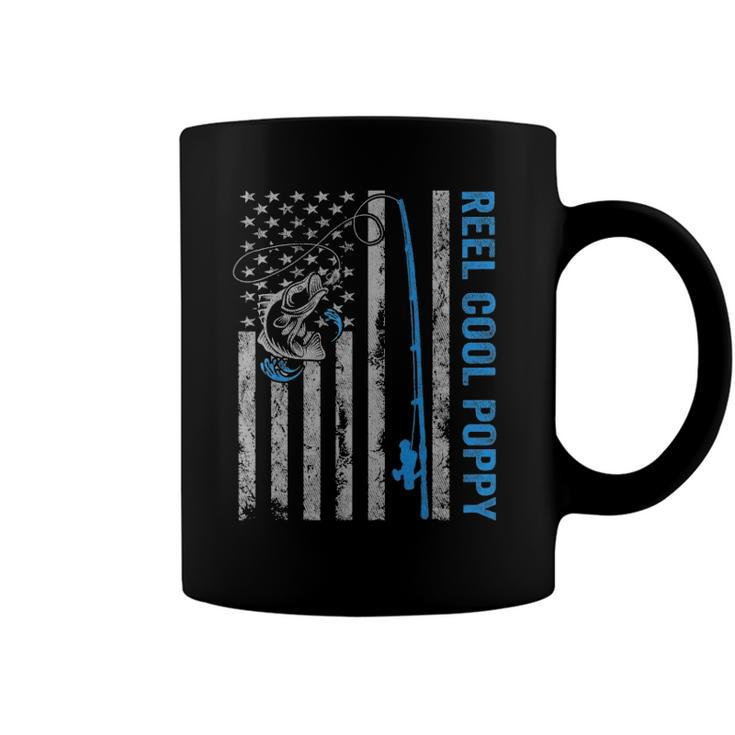 Reel Cool Poppy Fathers Day American Flag Fishing Coffee Mug