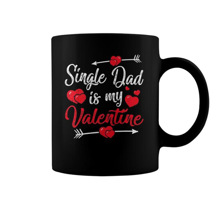 Retro Hearts Single Dad Is My Valentines Day Fathers Day Coffee Mug