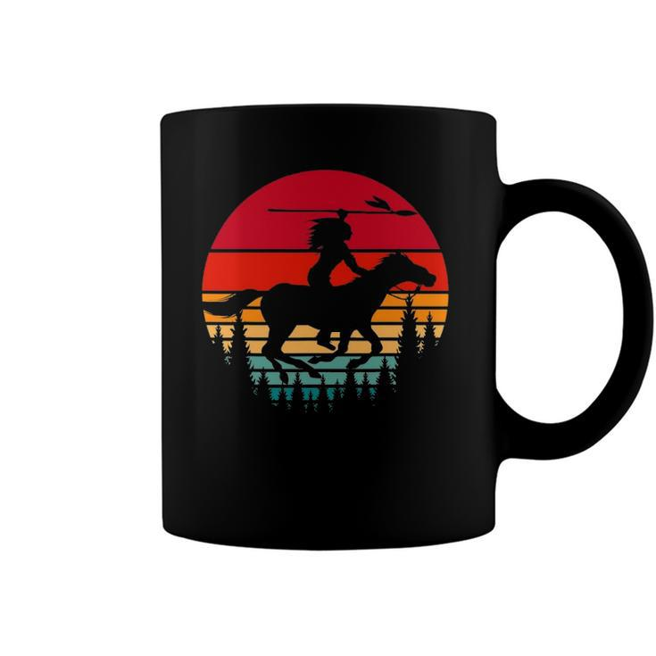 Retro Indigenous Native Pride Horse Riding Native American Coffee Mug