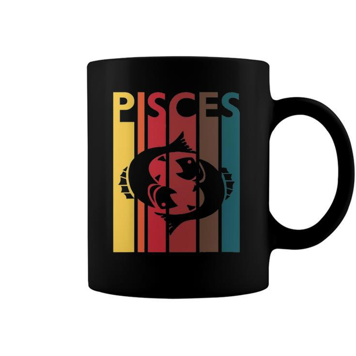 Retro Pisces Zodiac Sign February March Birthday Gift Pisces Coffee Mug