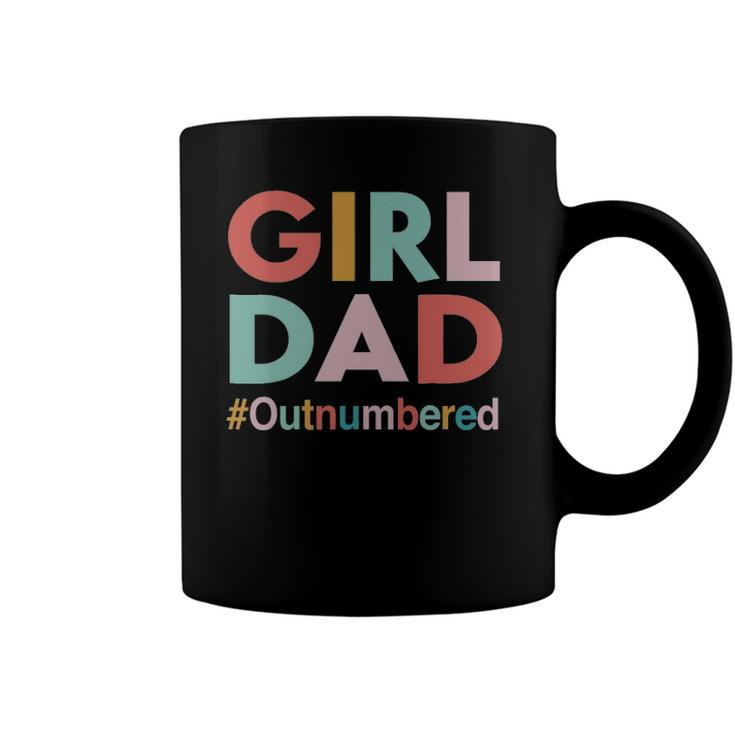 Retro Vintage Girl Dad Outnumbered Funny Fathers Day Coffee Mug