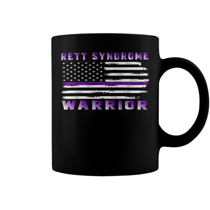 Rett Syndrome Warrior Usa Flag  United States Flag  Purple Ribbon  Rett Syndrome  Rett Syndrome Awareness Coffee Mug
