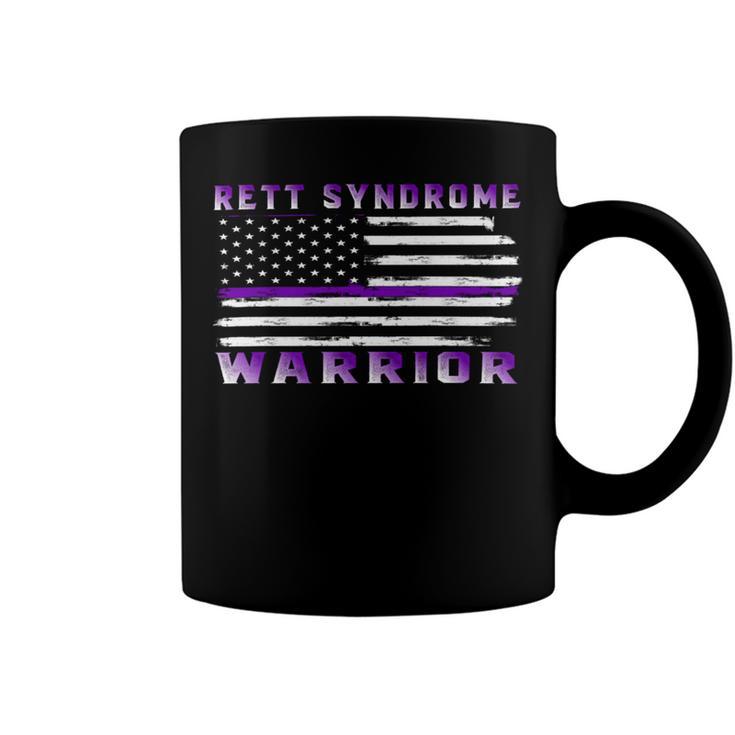 Rett Syndrome Warrior Usa Flag United States Flag Purple Ribbon Rett Syndrome Rett Syndrome Awareness Coffee Mug