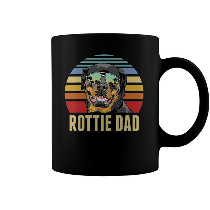 Rottie Dad Rottweiler Dog Vintage Retro Sunset Beach Vibe Coffee Mug