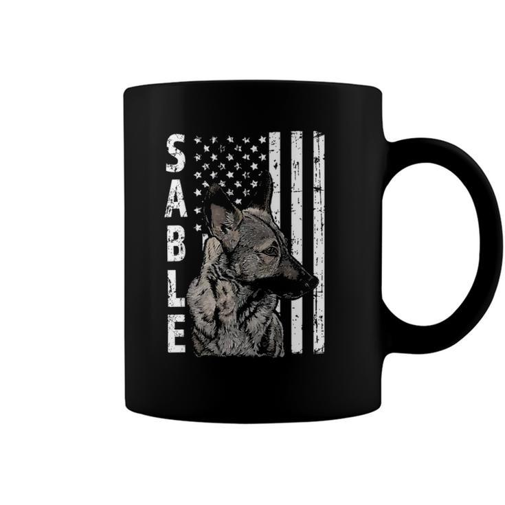 Sable German Shepherd Dog American Flag Patriotic  Coffee Mug