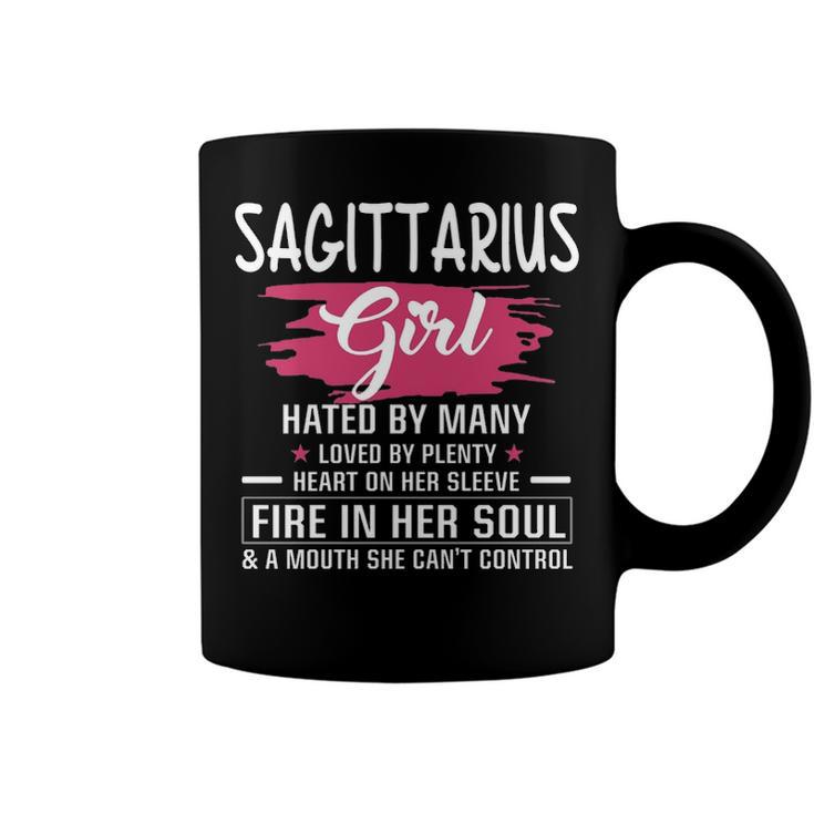 Sagittarius Girl Birthday   Sagittarius Girl Hated By Many Loved By Plenty Heart On Her Sleeve Coffee Mug
