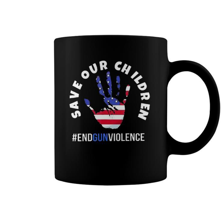 Save Our Children  End Gun Violence American Flag Handprint Coffee Mug