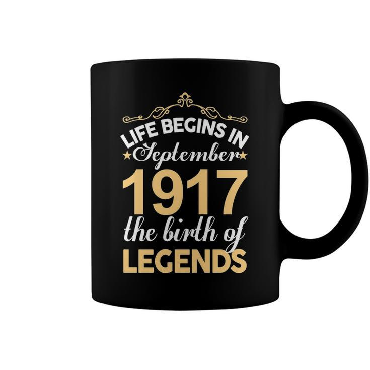 September 1917 Birthday   Life Begins In September 1917 V2 Coffee Mug