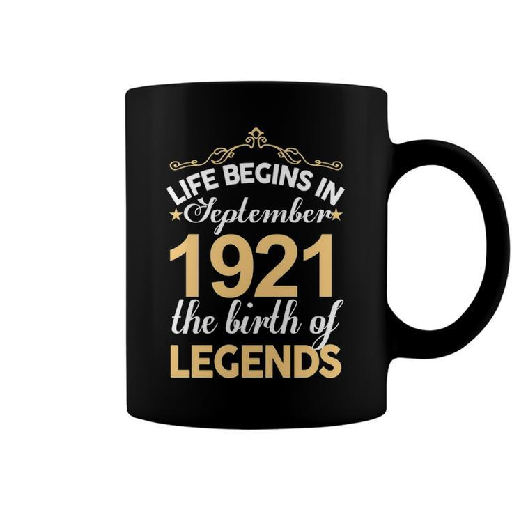 September 1921 Birthday   Life Begins In September 1921 V2 Coffee Mug