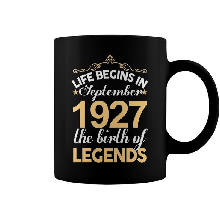 September 1927 Birthday   Life Begins In September 1927 V2 Coffee Mug