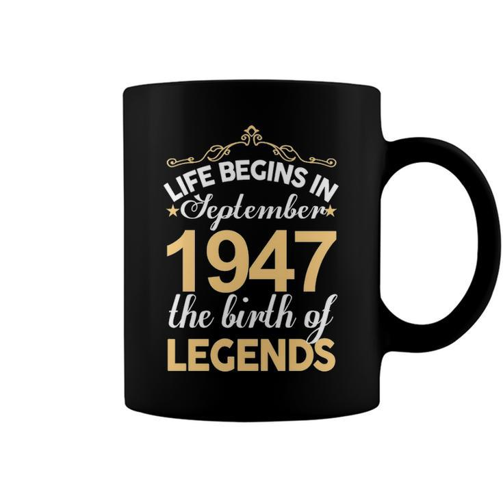 September 1947 Birthday   Life Begins In September 1947 V2 Coffee Mug
