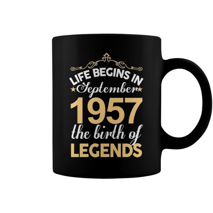 September 1957 Birthday   Life Begins In September 1957 V2 Coffee Mug