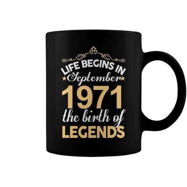 September 1971 Birthday   Life Begins In September 1971 V2 Coffee Mug