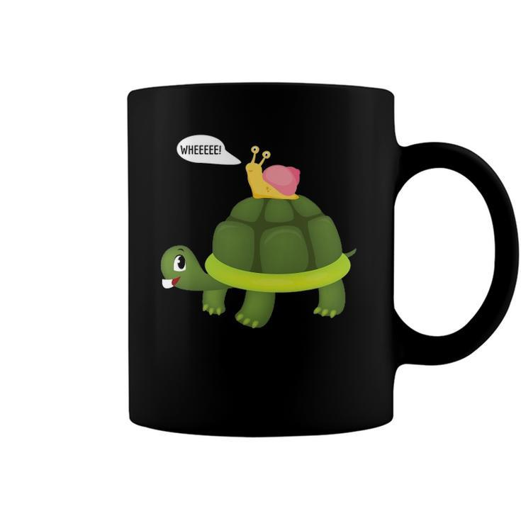 Snail Riding Turtle Funny Gift Coffee Mug