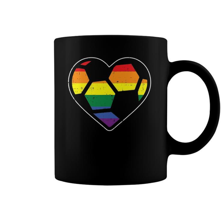 Soccer Heart Sport Lgbtq Rainbow Gay Pride Ally Men Women Coffee Mug