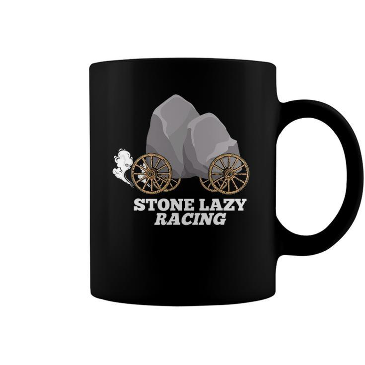 Stone Lazy Racing Rocks On Wooden Wheels Coffee Mug