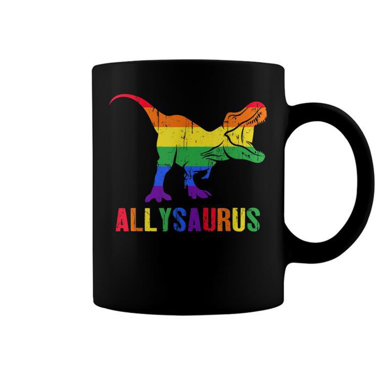 T Rex Dinosaur Lgbt Gay Pride Flag Allysaurus Ally  Coffee Mug