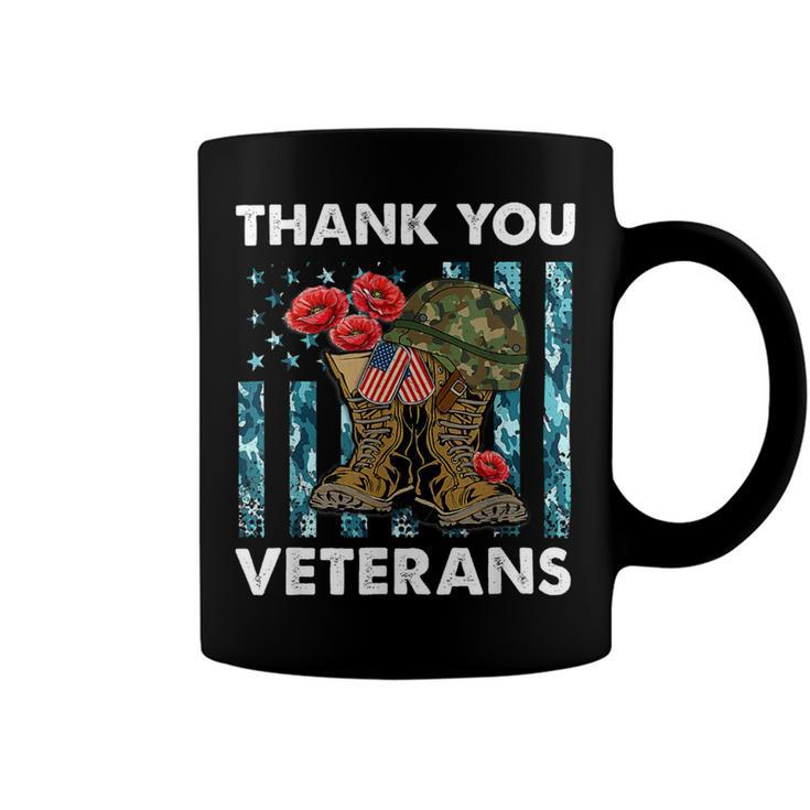 Thank You Veterans Combat Boots Poppy Veteran Day T-Shirt T-Shirt Coffee Mug