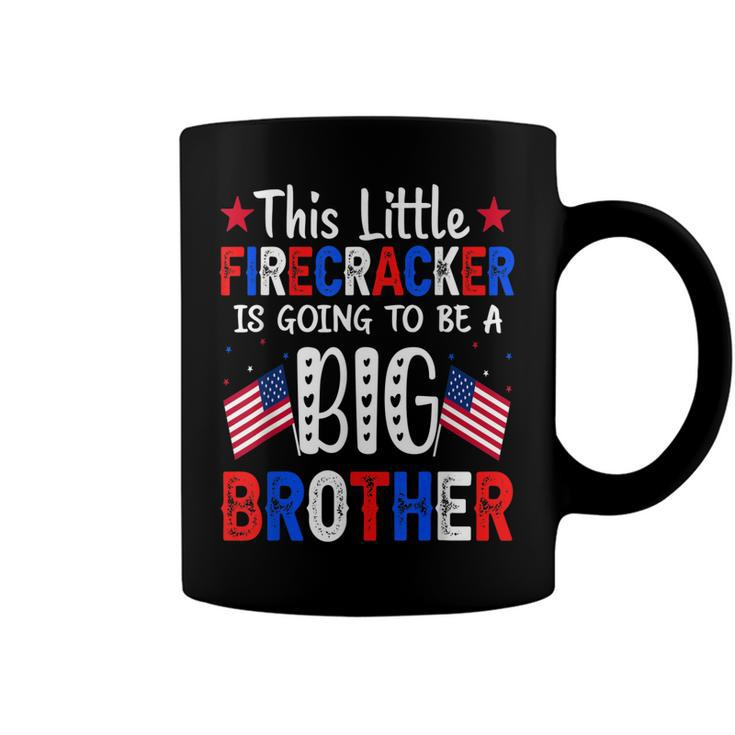 This Little Firecracker Is Going To Be Big Brother 4Th July  Coffee Mug