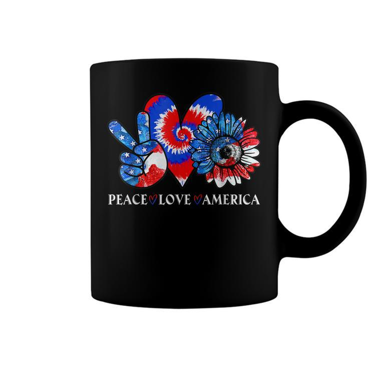Tie Dye 4Th Of July Peace Love America Sunflower Patriotic  Coffee Mug