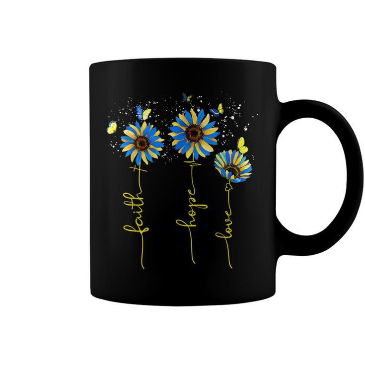 Ukraine Flag Sunflower Vintage Faith Cross Hope Love  Coffee Mug
