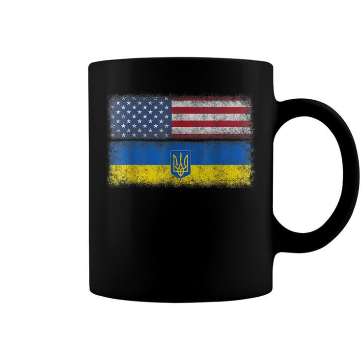 Ukrainian American Flag Ukraine Usa America Roots  Coffee Mug