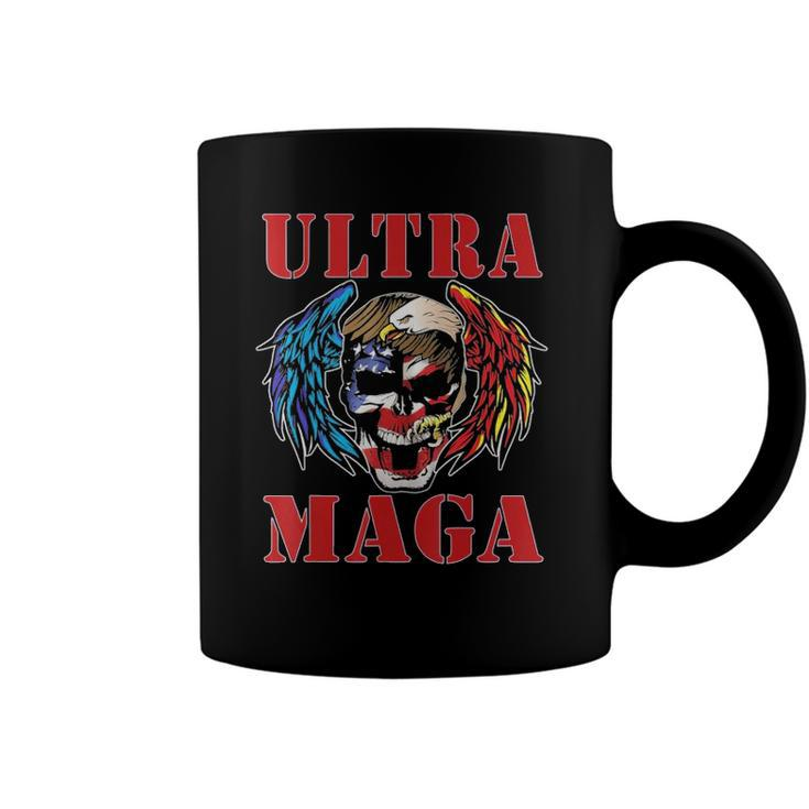 Ultra Maga Anti Joe Biden American Flag Skull Bald Eagle Coffee Mug