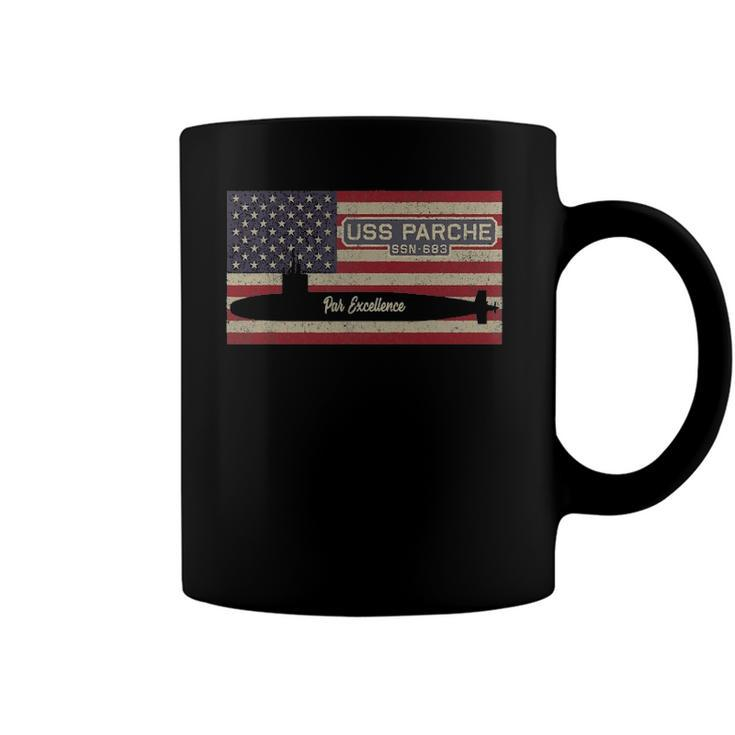 Uss Parche Ssn-683 Submarine Usa American Flag Coffee Mug