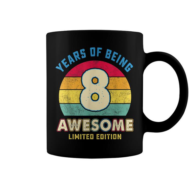 Vintage 8 Years Of Being Awesome Retro 8Th Birthday Boy Girl  Coffee Mug