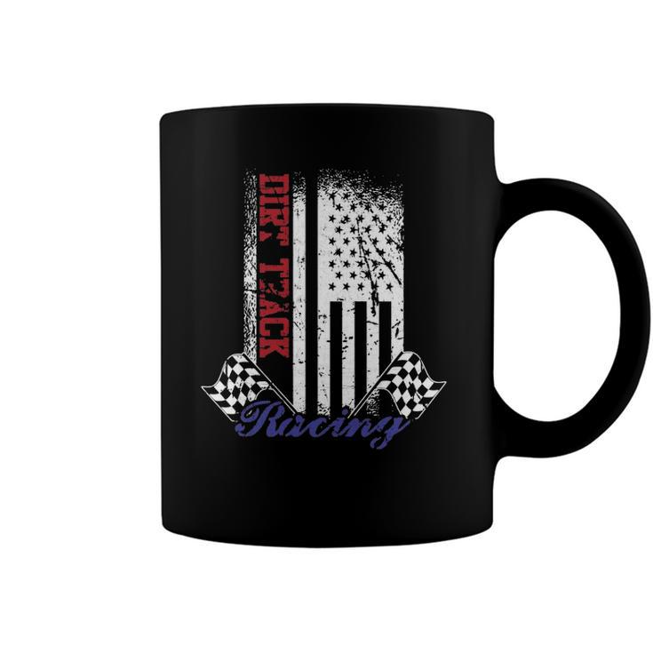 Vintage American Flag Dirt Track Racing Race Flag Design  Coffee Mug