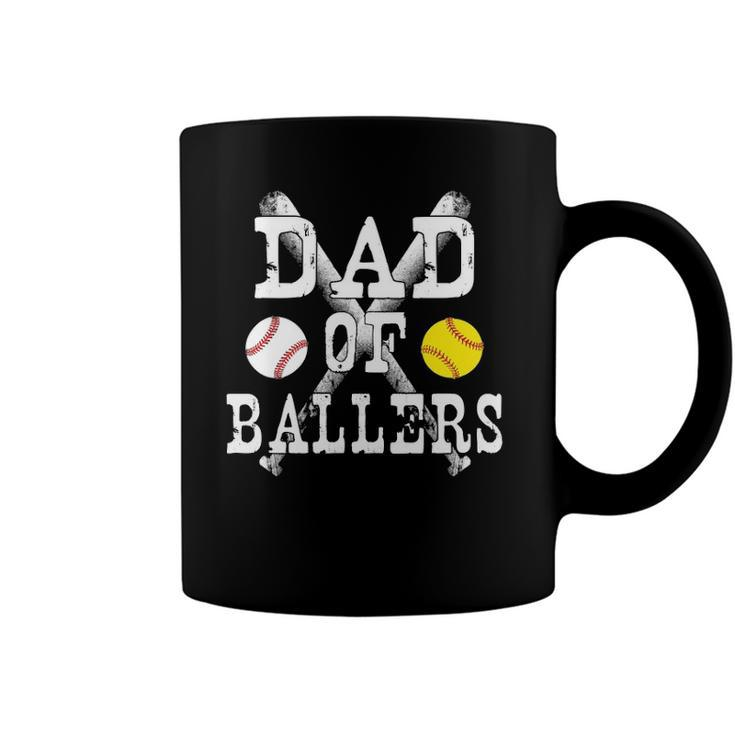 Vintage Dad Of Ballers Funny Baseball Softball Lover Coffee Mug