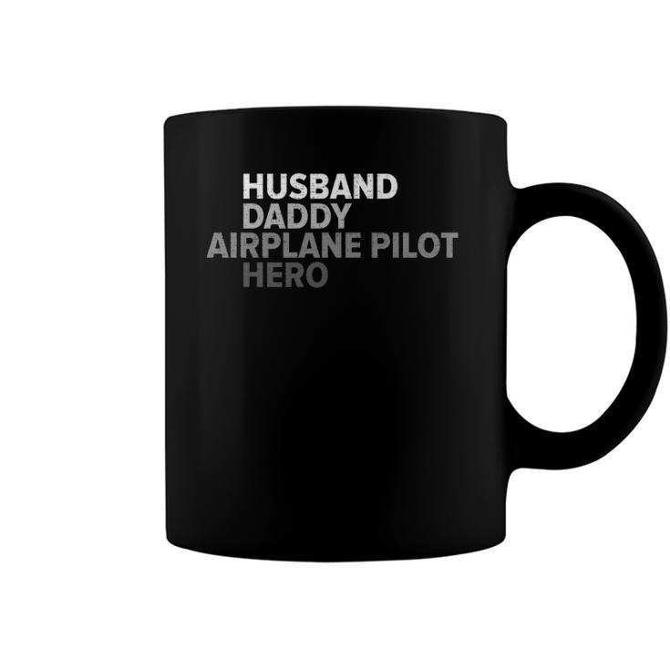 Vintage Husband Daddy Airplane Pilot Hero Funny Fathers Day Coffee Mug