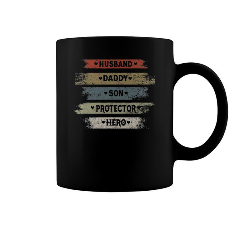Vintage Husband Daddy Son Protector Hero Fathers Day Gift Coffee Mug