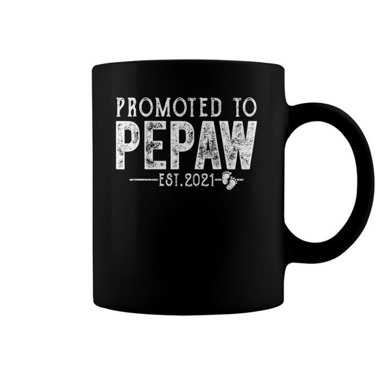 Vintage Promoted To Pepaw Est 2021 Fathers Day Christmas Coffee Mug