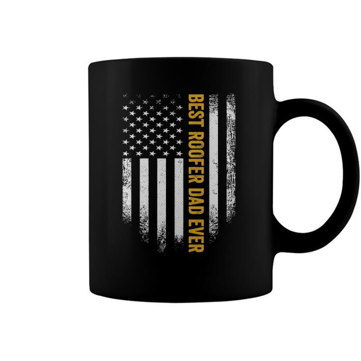 Vintage Usa American Flag Best Roofer Dad Ever Funny Gift Coffee Mug