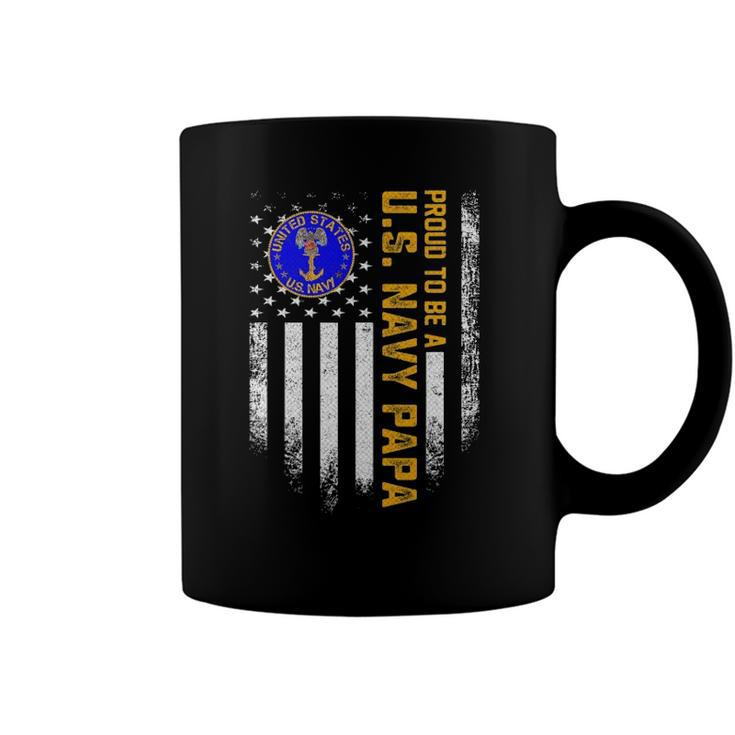 Vintage Usa American Flag Proud To Be Us Navy Papa Military Coffee Mug