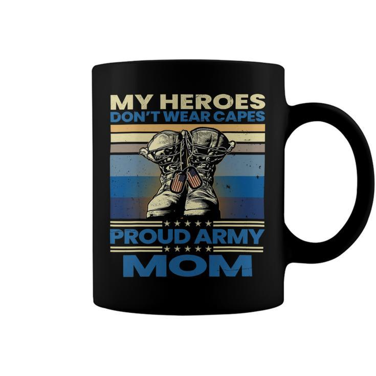 Vintage Veteran Mom My Heroes Dont Wear Capes Army Boots T-Shirt Coffee Mug