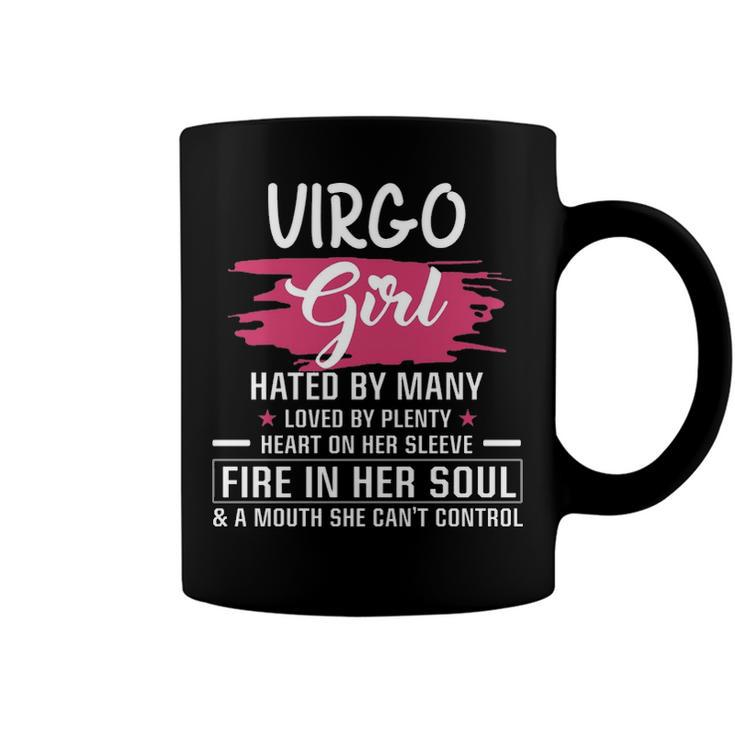 Virgo Girl Birthday   Virgo Girl Hated By Many Loved By Plenty Heart On Her Sleeve Coffee Mug